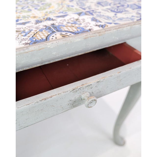 Rococo Grey Painted Tiled Table, 1780s For Sale - Image 11 of 13
