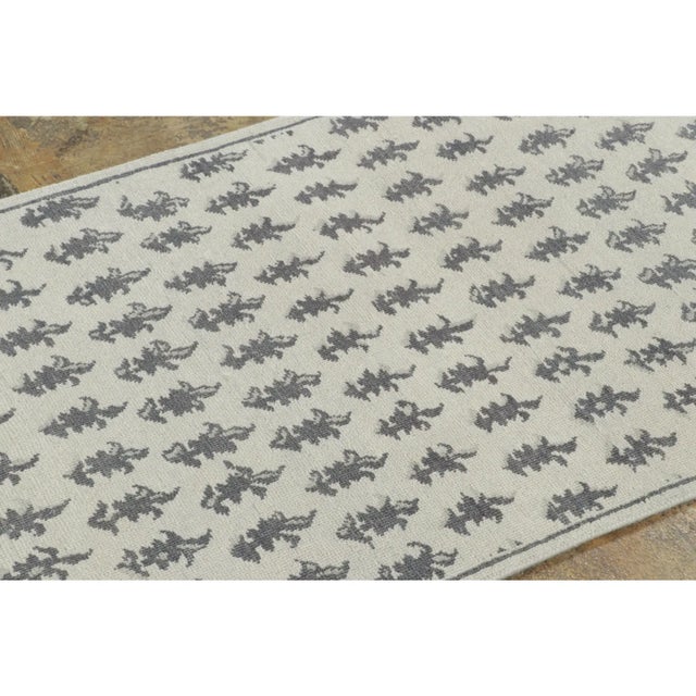 Textile Contemporary Block Print Floral Wool Runner by Rug & Kilim, India For Sale - Image 7 of 8