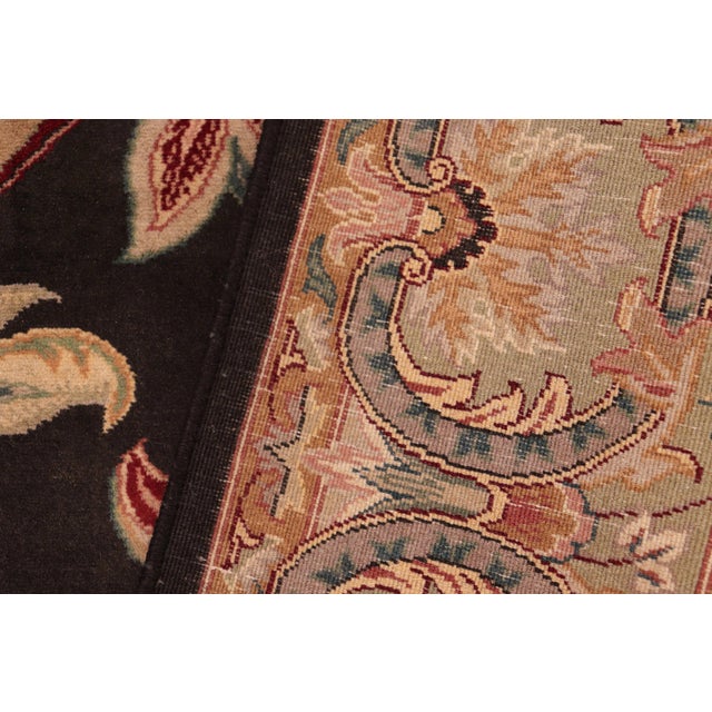 Textile Art Nouveau 1990's Pak-Persian Black/Green Wool Rug - 6'1'' X 9'3'' For Sale - Image 7 of 9