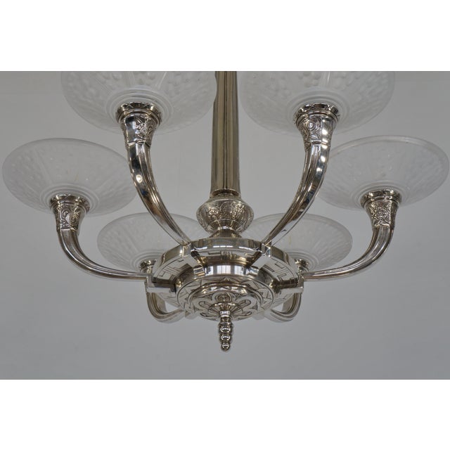 1930s Muller Freres & Ranc French Art Deco 6-Armed Chandelier For Sale - Image 10 of 13