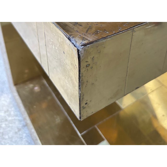 Mid-Century Modern Mid Century Paul Evans for Directional Cityscape Brass Side Table For Sale - Image 3 of 12