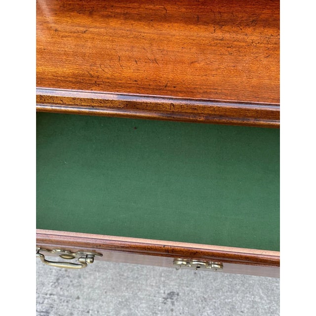 Vintage Cherry Wood Sideboard With Brass Handles and Pulls Linned Drawers For Sale In Dallas - Image 6 of 12