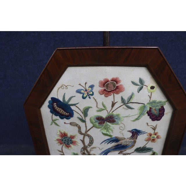 Wood Empire Mahogany Firescreen With Crewelwork Tapestry Panel For Sale - Image 7 of 18