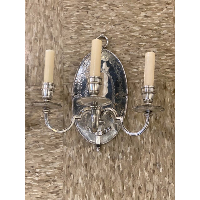 Pair 1900s Silver Plated Caldwell Sconces For Sale - Image 11 of 13