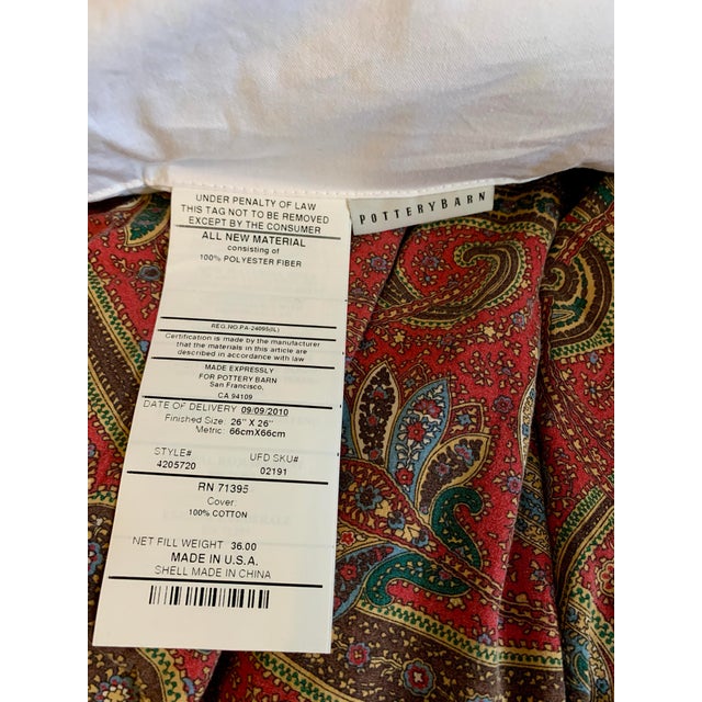 Discontinued Pottery Barn 2010 Accent Pillow Red Paisley Made of Wool Fabric Back to Velvet 26” X 26” For Sale - Image 11 of 12