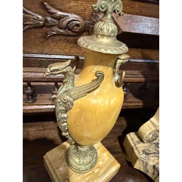 Column Mantel Clock with Cassolettes, Set of 3 For Sale - Image 10 of 13