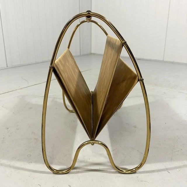 1950s Brass and Rattan Magazine Holder, 1950s For Sale - Image 5 of 14