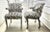 Stunning pair of mid-century James Mont inspired ebonized chairs with hoof feet. These unique armchairs have been...