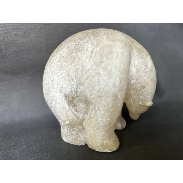 Polar Bear Hand Carved in Alabaster, 1950 For Sale - Image 4 of 10