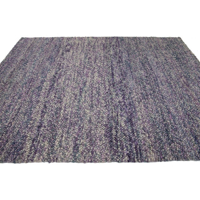 Contemporary Texture Wool Rug Handmade With Purple and Blue Allover Design For Sale In New York - Image 6 of 9