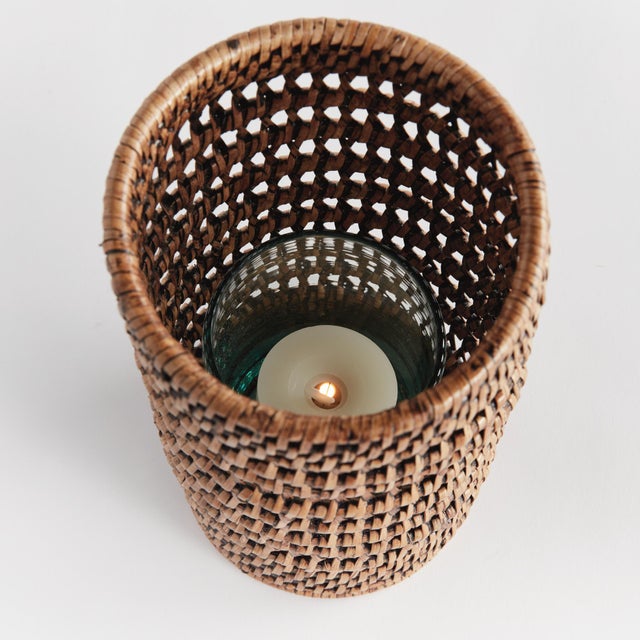 French Country Burma Rattan Hurricane Small For Sale - Image 3 of 5