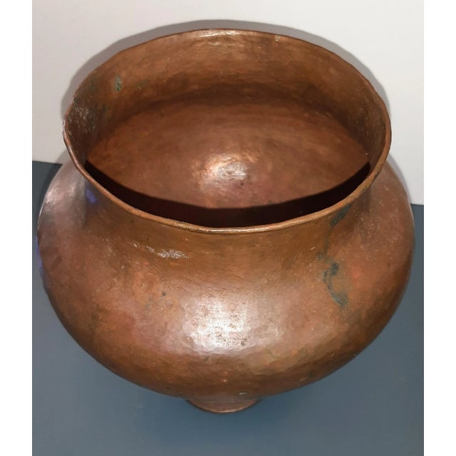 Rustic Huge Vintage Copper Pedestal Bowl For Sale - Image 3 of 13