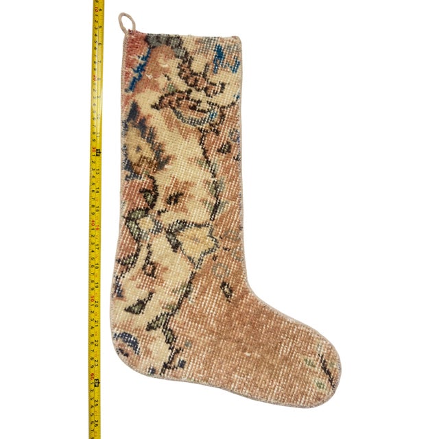 2020s One of a Kind Vintage Wool Kilim Christmas Stocking – Camel & Rust Vine Pattern, 12.2 X 18.1 in – Boho Turkish Holiday Decor For Sale - Image 5 of 6