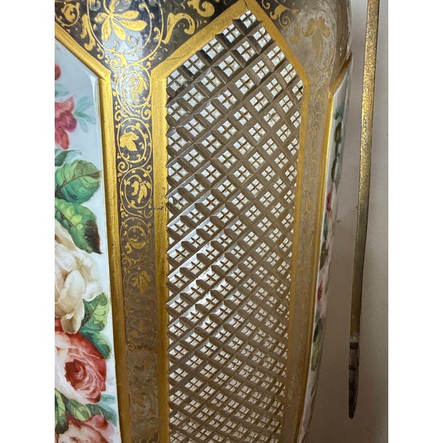 Pair of Large Antique Moser Bronze Mounted Cut to Clear Gilt Glass Table Lamps For Sale - Image 13 of 15