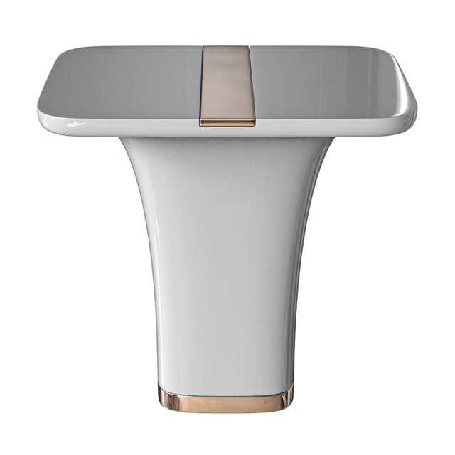 Not Yet Made - Made To Order "Perla" Side Table With Stainless Steel and Bronze Details, Handmade For Sale - Image 5 of 10