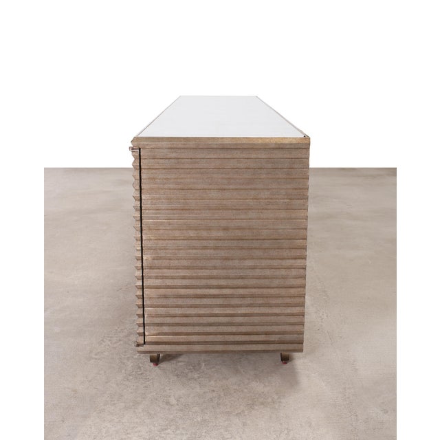 Wood Julian Chichester Variegated Nickel "Storm" Cabinet Credenza 7Ft For Sale - Image 7 of 18