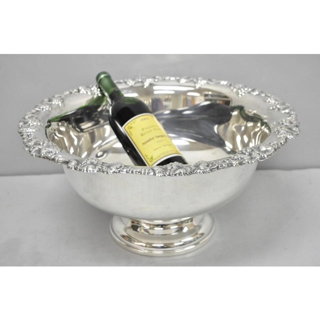 Vintage Gorham Newport YB 271 Victorian Silver Plated Grapevine Repousse Punch Bowl. Circa Mid 20th Century. Measurements:...