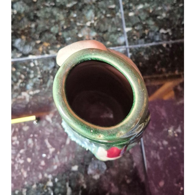 Antique 19th-Century Victorian Bretby Art Pottery Crane & Bamboo Spill Vase (Jg) For Sale - Image 4 of 7