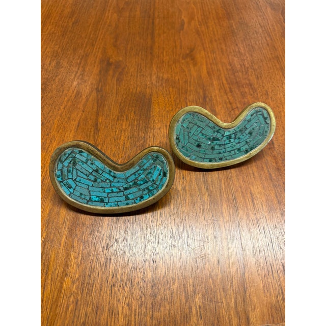 Pair of Pepe Mendoza Brass & Glass Mosaic Drawer Pulls – Made in Mexico For Sale In Cleveland - Image 6 of 10