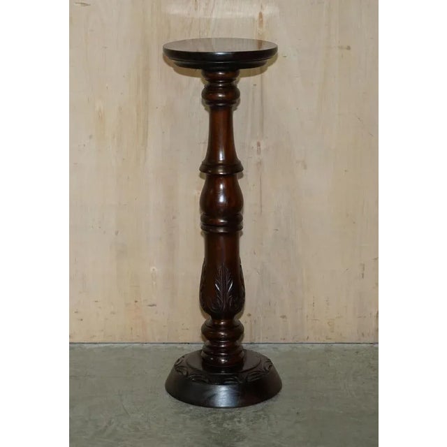 Vintage English Carved Hardwood Pedestal, 1900 For Sale - Image 11 of 12