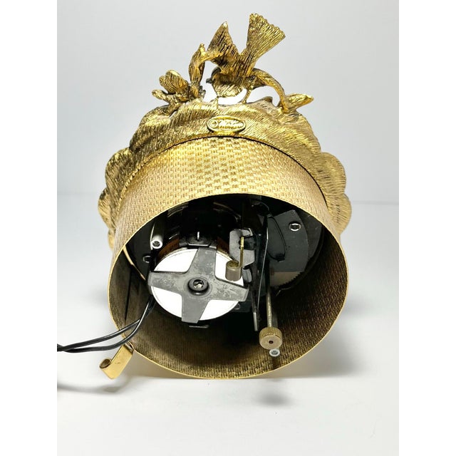 1960s Matson Ormolu Gold “Dogwood Flower & Bird” Electric Desk Clock For Sale In Dallas - Image 6 of 12