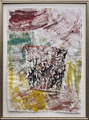 Purvis Young (American, 1943–2010) – Untitled (Equestrian Procession & Haloed Figures), Mixed Media & Collage on Rag Paper, C. 1990s