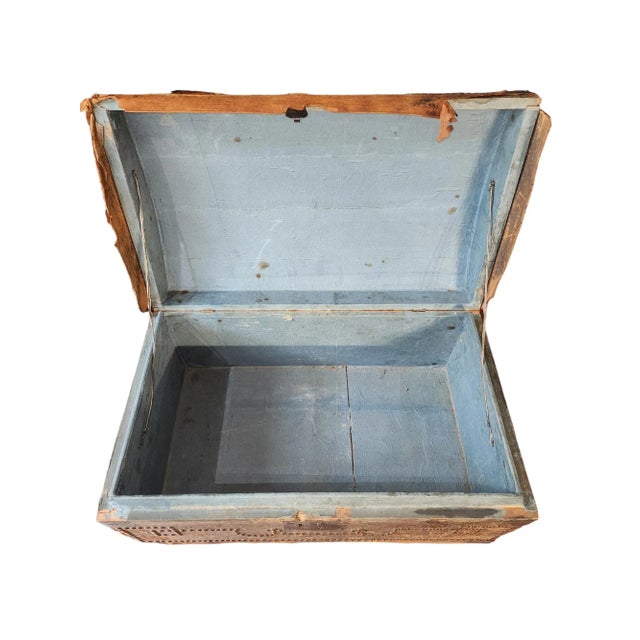 18th Century Late 1700s - Early 1800s Leather and Brass Studded Dome Top Steamer Trunk For Sale - Image 5 of 8