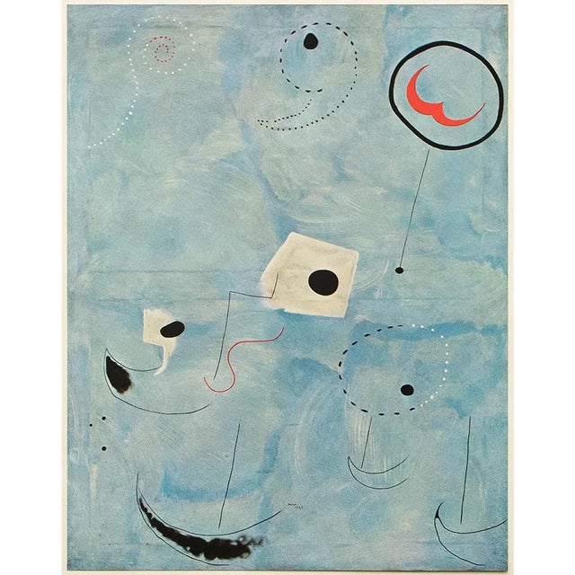 Cornflower Blue 1940s After Joan Miró, "Personnages" First Edition Swiss Offset Lithograph For Sale - Image 8 of 8