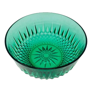 Vintage Arcoroc Emerald Green Glass Salad Serving Bowl Made in France