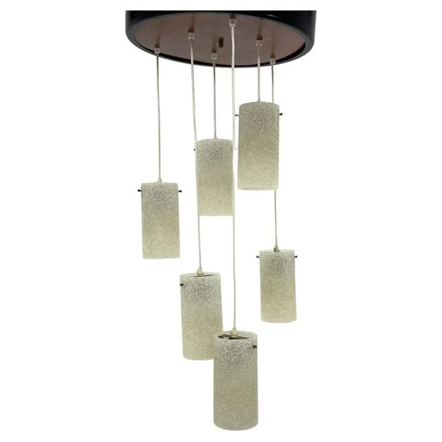Mid-Century Cascade Wood & Crushed Plastic Pendant Light, 1970s For Sale - Image 9 of 9