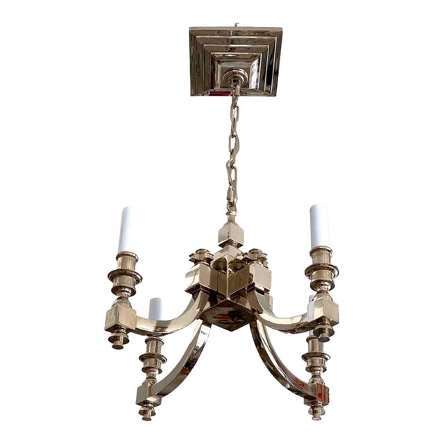 4-Light Chandelier Nickel Plated Georgian Style For Sale