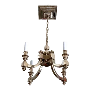 4-Light Chandelier Nickel Plated Georgian Style