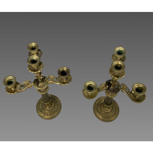 Pair of Bronze Candelabra in the Restoration Style, 19th Century For Sale - Image 4 of 4
