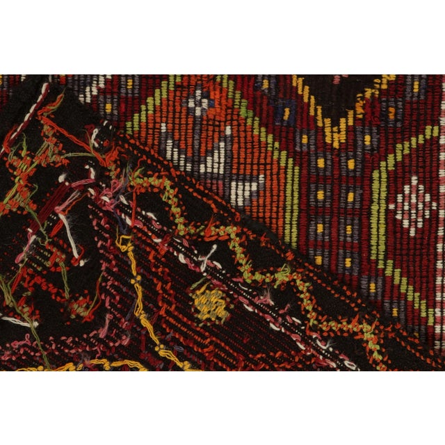 Textile Vintage Cecim Kilim Rug in Red, Polychromatic Tribal Pattern For Sale - Image 7 of 7