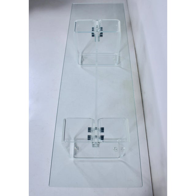 Neal Small Clear Lucite Block Coffee Table with Glass Top, 1970s For Sale - Image 6 of 12
