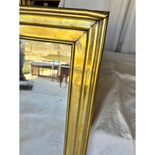 Early 20th Century 20th Century French Brass Bistro Wall Mirror For Sale - Image 5 of 13