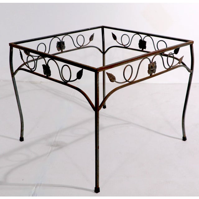 Mid-Century Modern Decorative Garden Patio Side End Table of Wrought Iron With Foliate Motif For Sale - Image 3 of 8