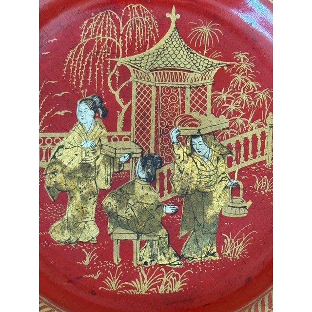 Red and Gilt Papier Mache Wine Coaster For Sale - Image 6 of 6