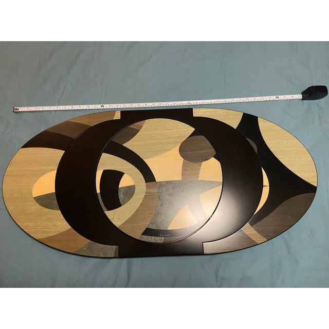 Mid-Century Modern Late 20th Century Signed Luigi Leone for Gargiulo & Jannuzzi Mechanical Expanding Inlaid Wood Table Top With Lazy Susan For Sale - Image 3 of 12