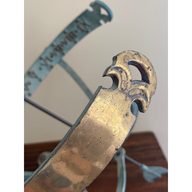 Wood Vintage English Country Brass and Iron Verdigris Garden Armillary Sundial For Sale - Image 7 of 13