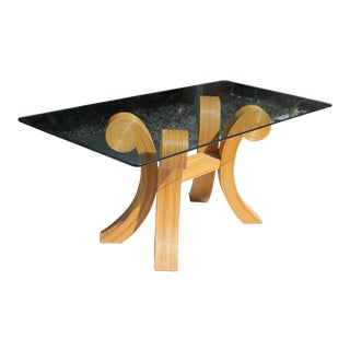 Vintage Pencil Bamboo Bent Rattan Dining Table Base Fabulous! For Sale