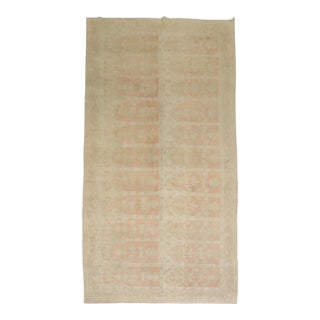 Antique Zabihi Collection Turkish Ghiordes Soft Pink Gallery Corridor Rug - 8'4" x 18'9" For Sale