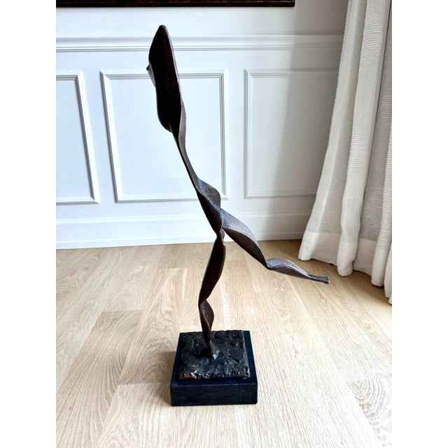 Vintage Modernist Abstract Female Figure Sculpture in Cast Bronze on Marble Base For Sale - Image 4 of 10
