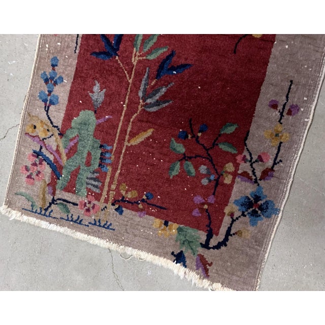 Art Deco 1920s, Handmade Antique Art Deco Chinese Rug 2.1' X 3.10' For Sale - Image 3 of 6