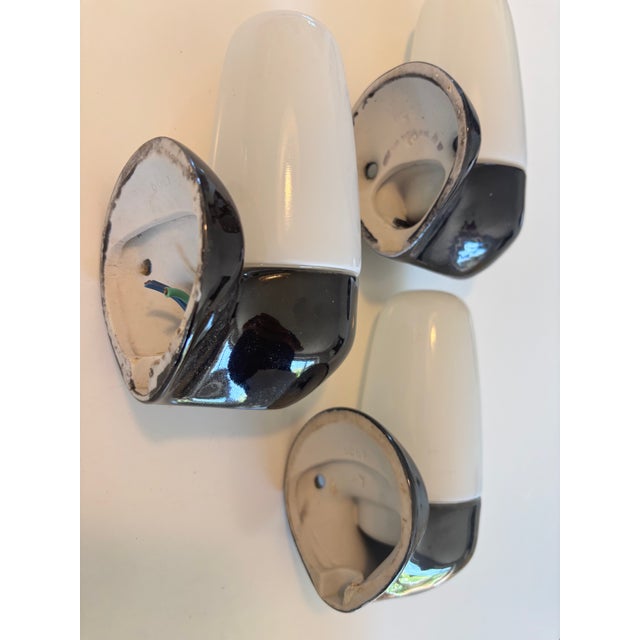 Glass Ceramic Model 6067 3 Sconces by Wilhelm Wagenfeld for Lindner, 1950s, Set of 3 For Sale - Image 7 of 14