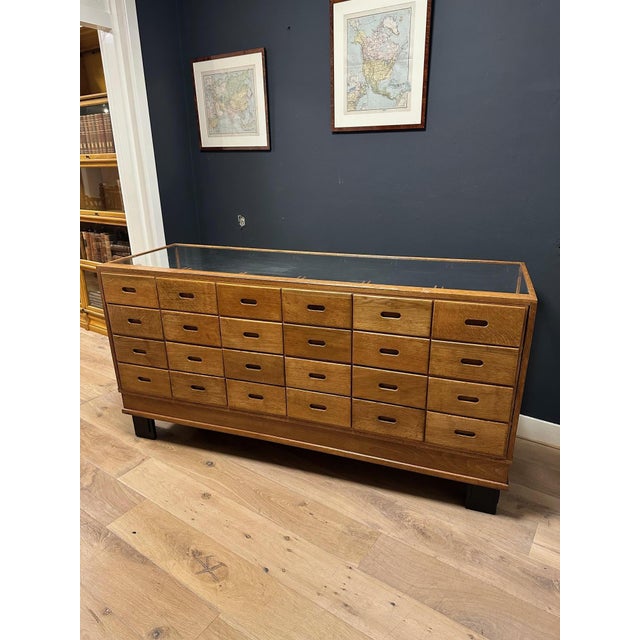 Oak Counter Display Case with 24 Drawers, 1920s For Sale - Image 9 of 11