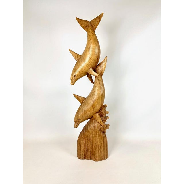 Balinese Carved Statue of Dancing Dolphins, in Flawless conditions. Designed 1960 to 1969