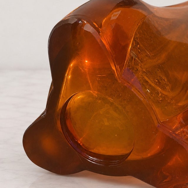 Orange Viking Glass Three Foil Persimmon Swung Vase – Tall Mid-Century Modern Amber Orange Art Glass For Sale - Image 8 of 9