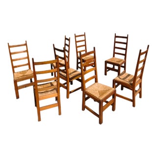 Arts and Craft Style Dining Chairs, Set of 8 For Sale
