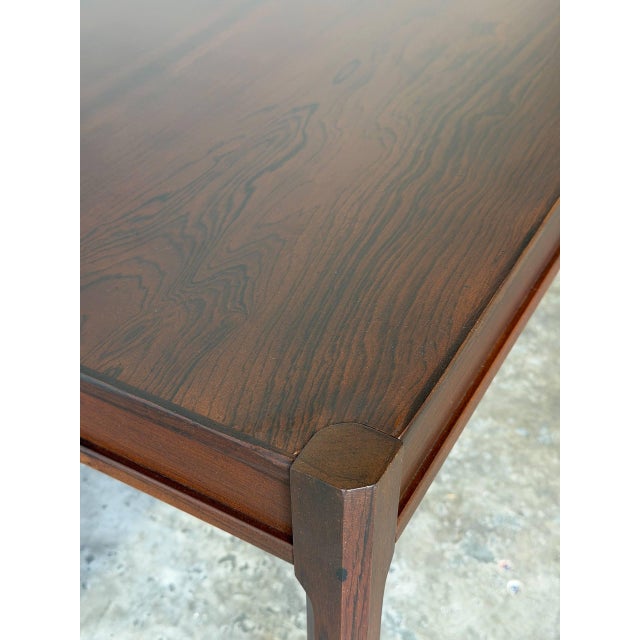 Rosewood Minimalist Coffee Table With Straight Legs Danish Mid-Century Modern 1960s For Sale - Image 4 of 12